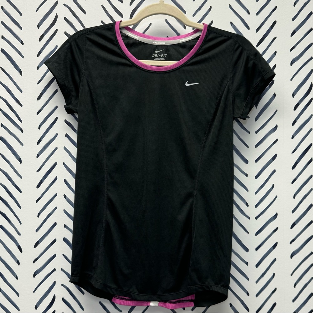 Nike Black and Pink Dri-Fit Running Tee - S - Picture 2 of 3
